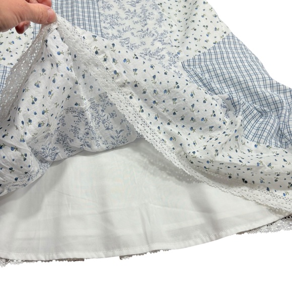 American Eagle AE Lace Inset Mini Dress Blue White Patchwork Womens Size Large - Picture 12 of 15